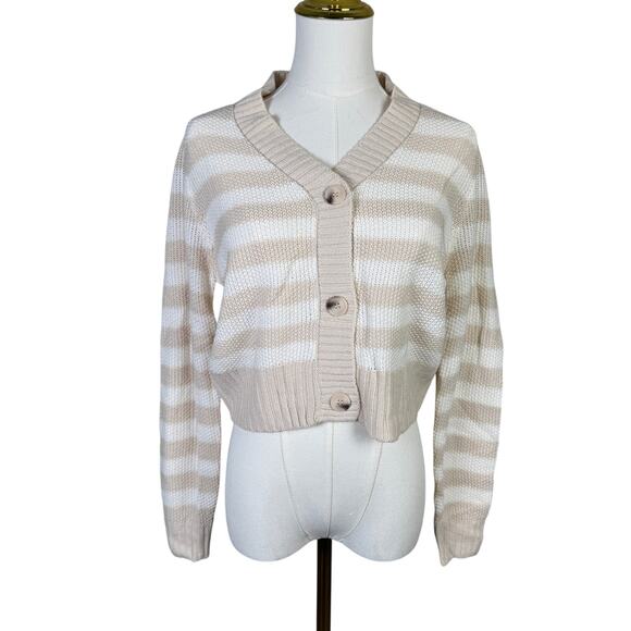 Jessica Simpson Striped V-Neck Cardigan Sweater US Women's XS - Picture 1 of 6